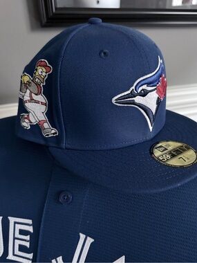 New Era Toronto Blue Jays Navy Simpsons Collab Fitted Cap with Embroidered Logos
